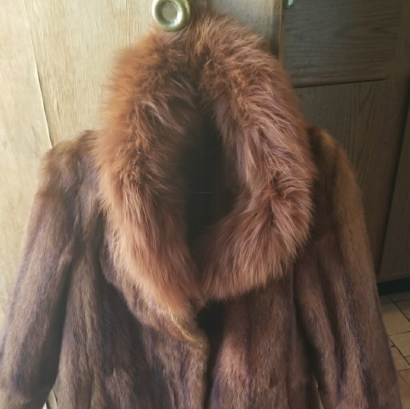 Mid-length Mink and Fox fur coat size medium